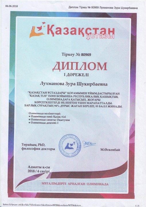 Мұғалім жетістіктері 2017-2018 оқу жылы
